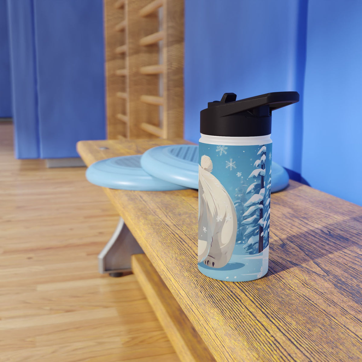 Winter Polar Bear Christmas Stainless Steel Water Bottle | Cute Arctic Animal Holiday Travel Mug