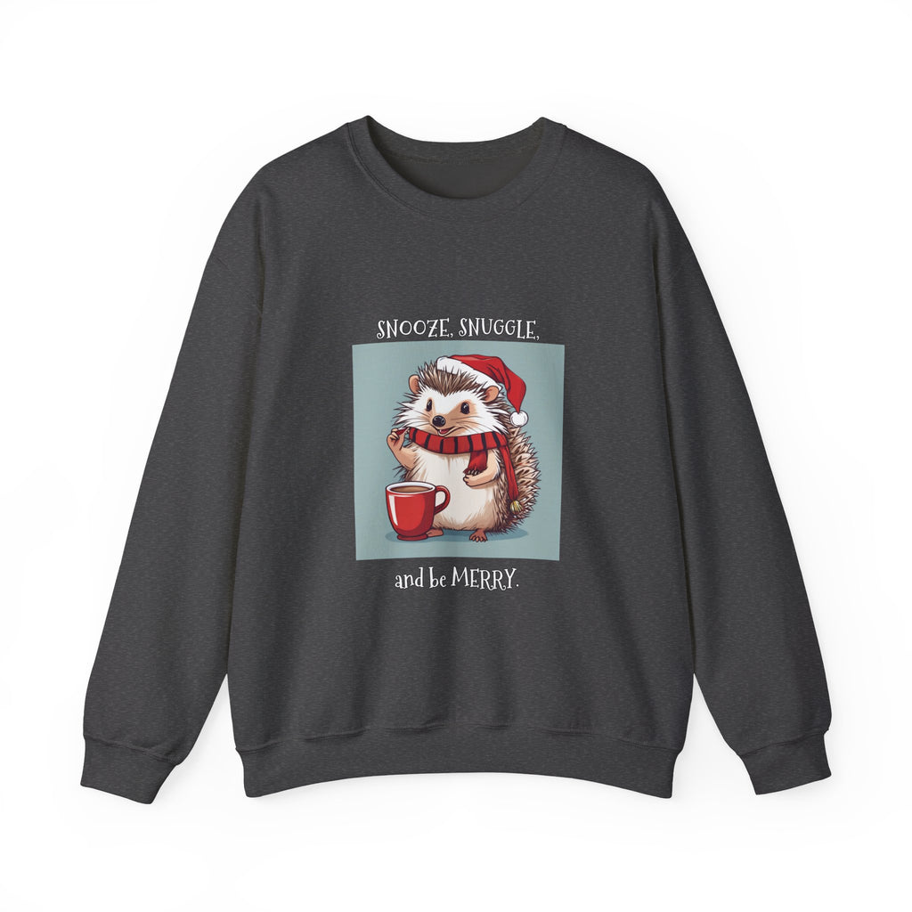 Cute Hedgehog Christmas Sweatshirt | Snooze Snuggle & Be Merry Holiday Jumper