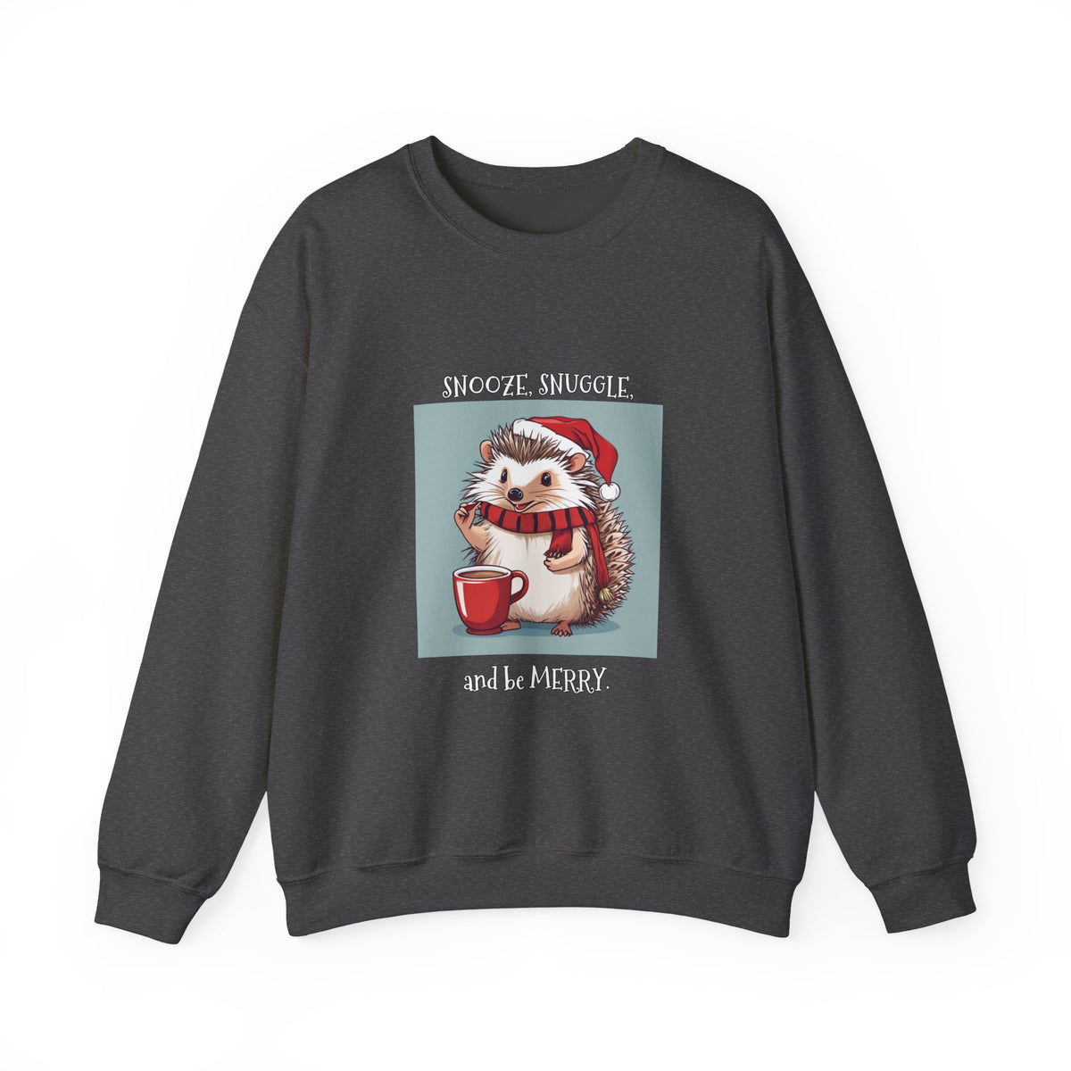 Cute Hedgehog Christmas Sweatshirt | Snooze Snuggle & Be Merry Holiday Jumper