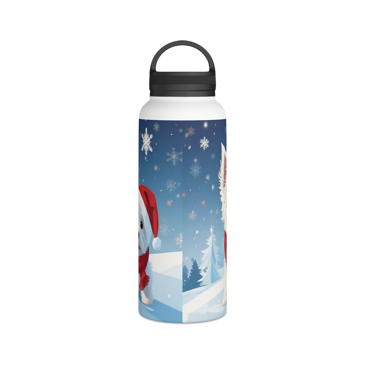 Festive Westie Christmas Stainless Steel Water Bottle | Cute West Highland Terrier Holiday Travel Mug