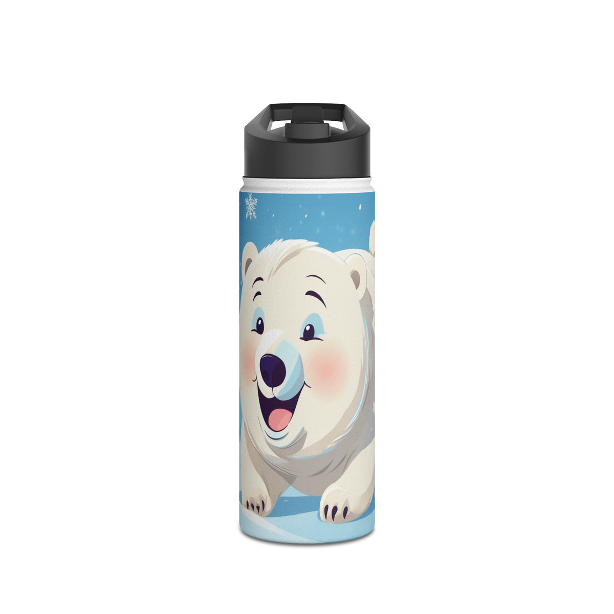 Winter Polar Bear Christmas Stainless Steel Water Bottle | Cute Arctic Animal Holiday Travel Mug