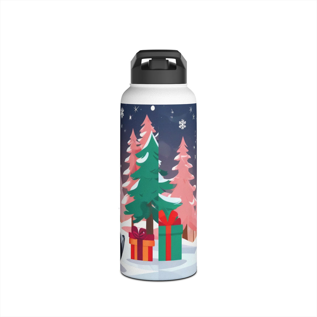 Winter Raccoon Christmas Stainless Steel Water Bottle | Cute Animal Holiday Travel Mug