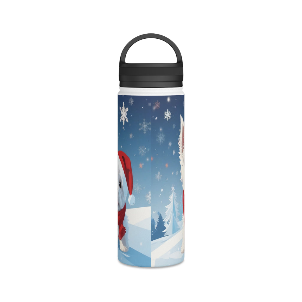 Festive Westie Christmas Stainless Steel Water Bottle | Cute West Highland Terrier Holiday Travel Mug