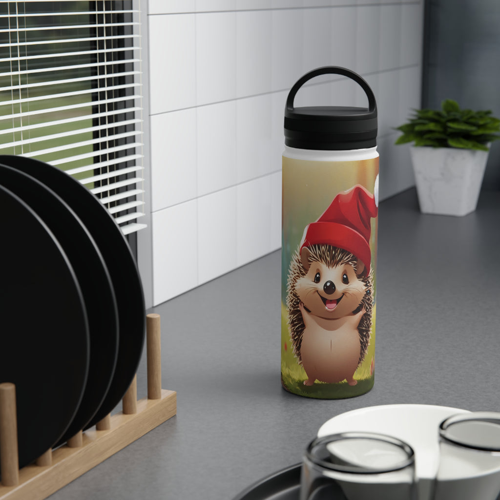 Holiday Hedgehog Christmas Stainless Steel Water Bottle | Cute Woodland Animal Holiday Travel Mug