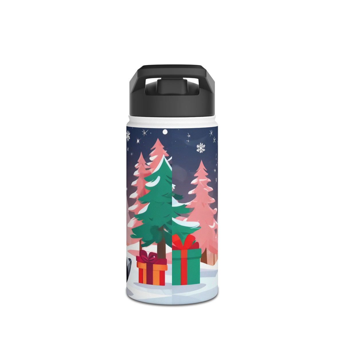 Winter Raccoon Christmas Stainless Steel Water Bottle | Cute Animal Holiday Travel Mug