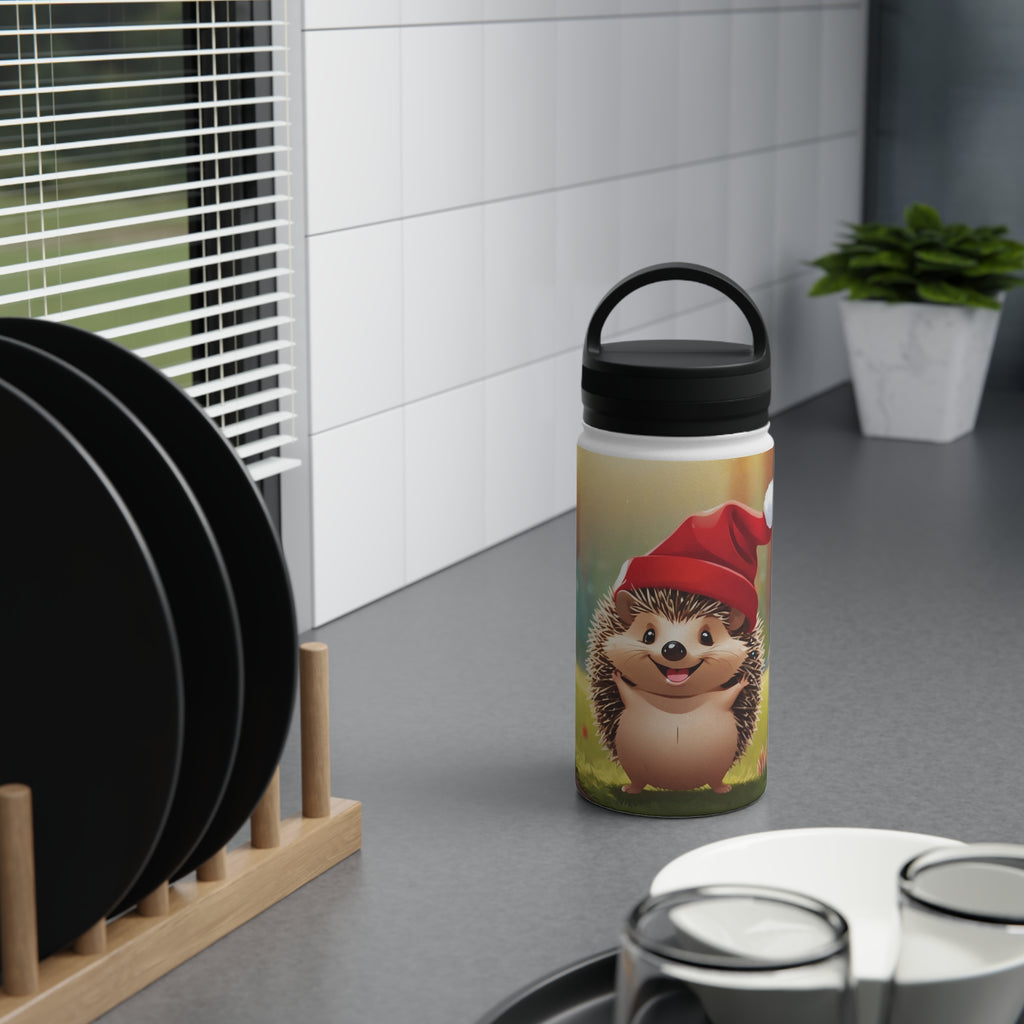 Holiday Hedgehog Christmas Stainless Steel Water Bottle | Cute Woodland Animal Holiday Travel Mug
