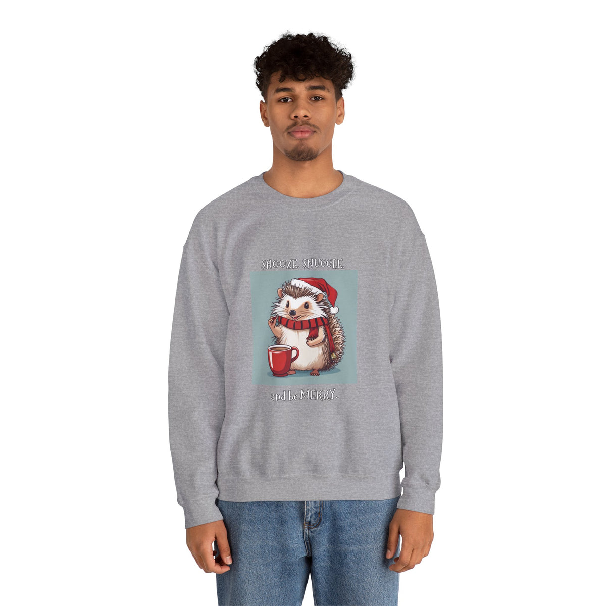 Cute Hedgehog Christmas Sweatshirt | Snooze Snuggle & Be Merry Holiday Jumper