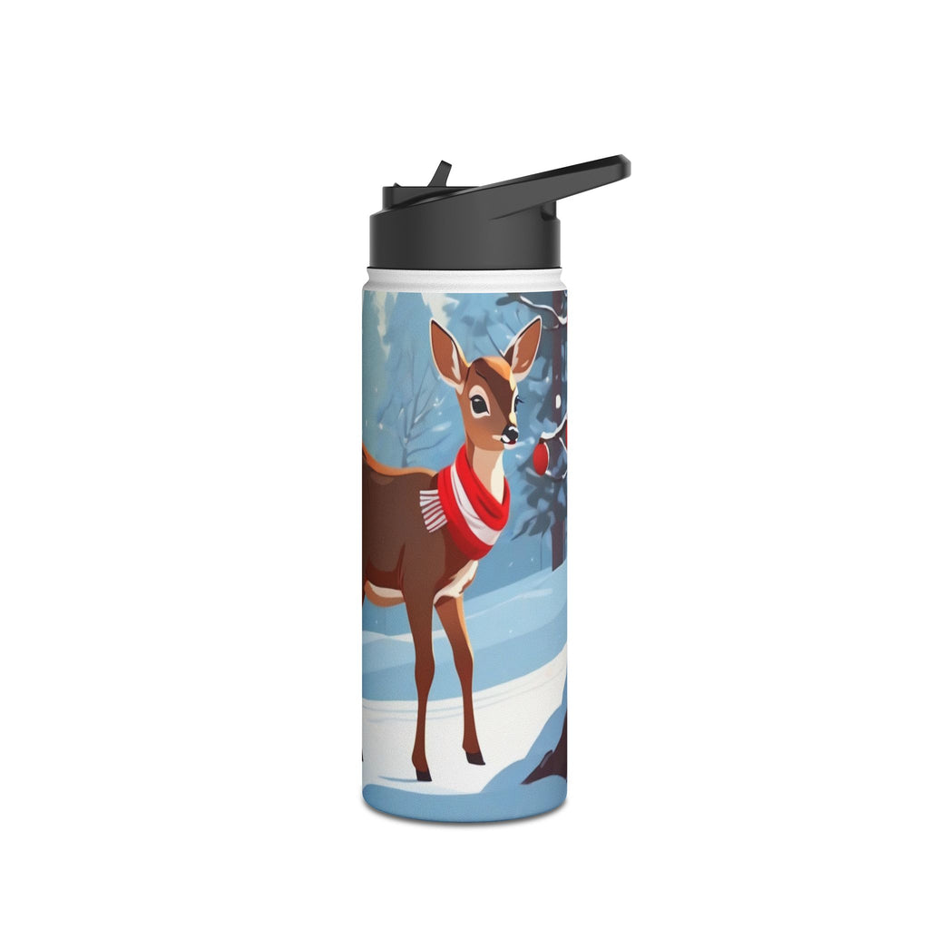 Winter Fawn Christmas Stainless Steel Water Bottle | Cute Baby Deer Holiday Travel Mug