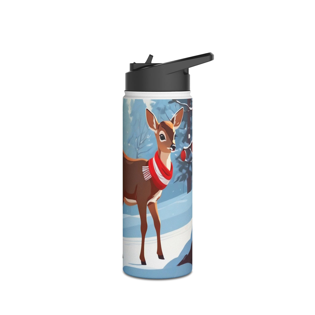 Winter Fawn Christmas Stainless Steel Water Bottle | Cute Baby Deer Holiday Travel Mug