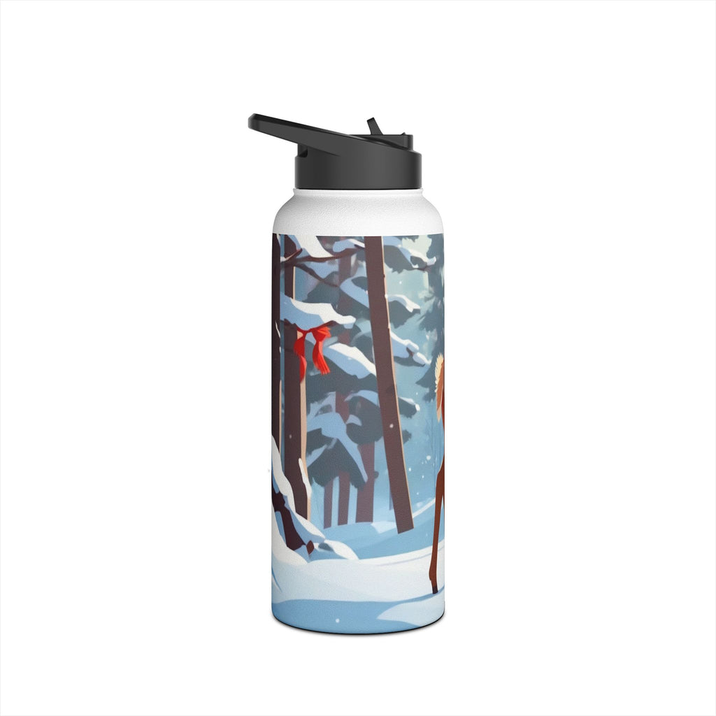 Winter Fawn Christmas Stainless Steel Water Bottle | Cute Baby Deer Holiday Travel Mug