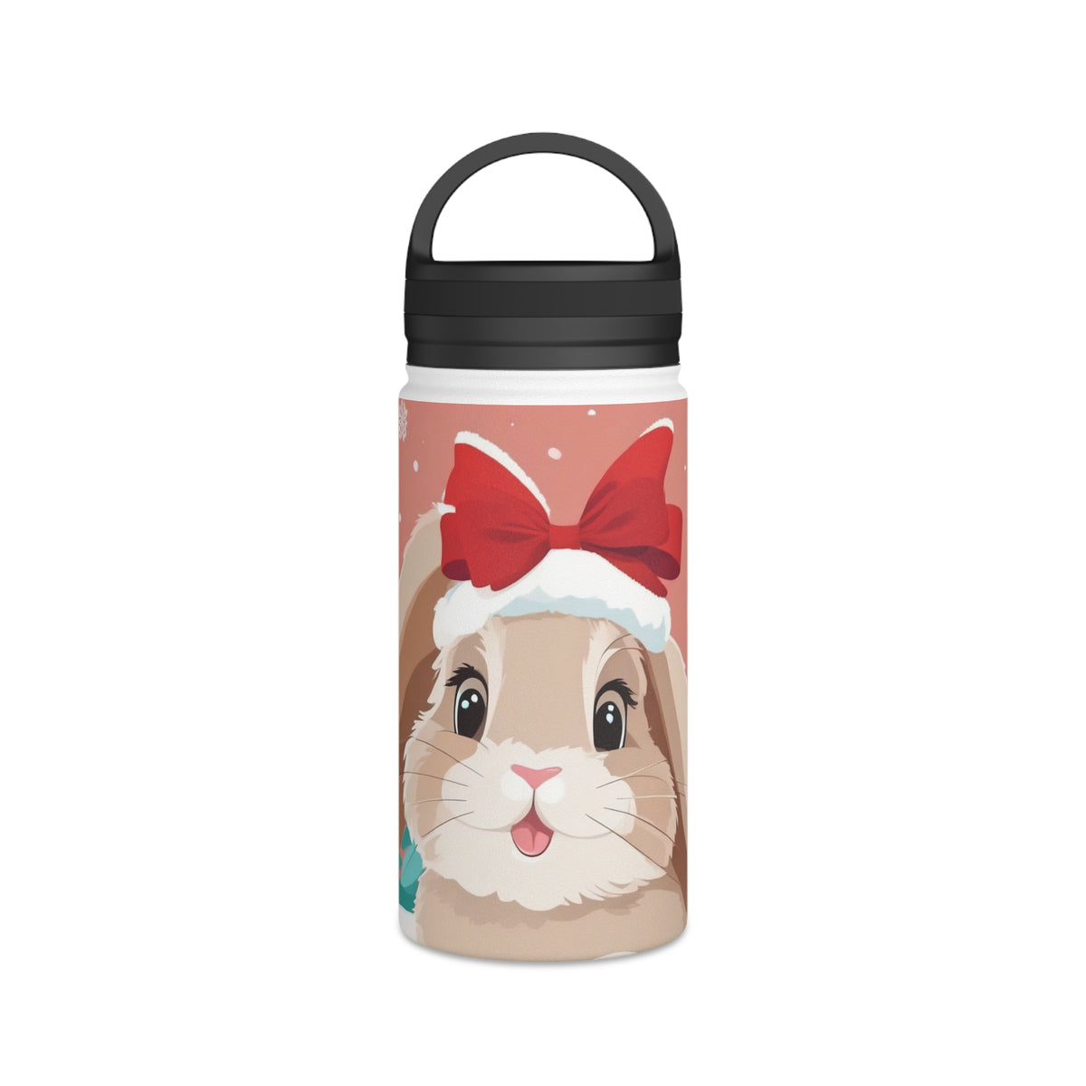 Festive Bunny Christmas Stainless Steel Water Bottle | Cute Rabbit Holiday Travel Mug
