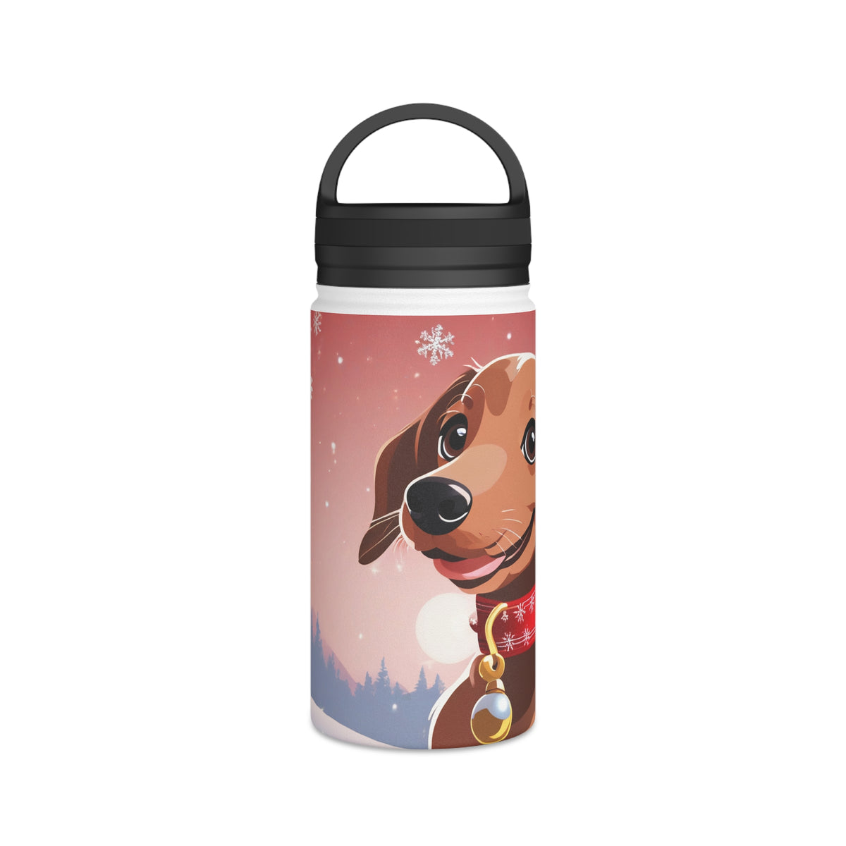 Festive Dachshund Christmas Stainless Steel Water Bottle | Cute Sausage Dog Holiday Travel Mug
