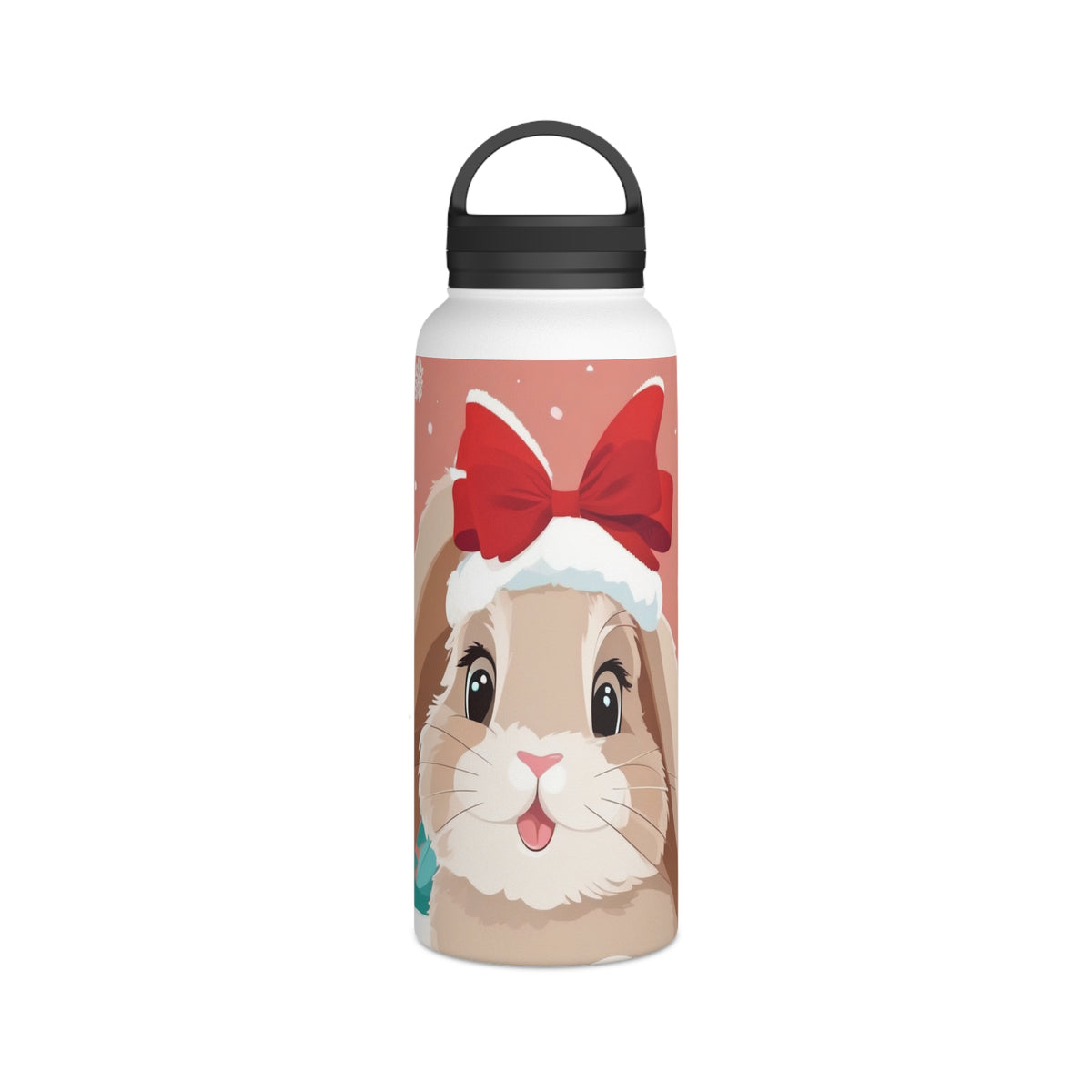 Festive Bunny Christmas Stainless Steel Water Bottle | Cute Rabbit Holiday Travel Mug