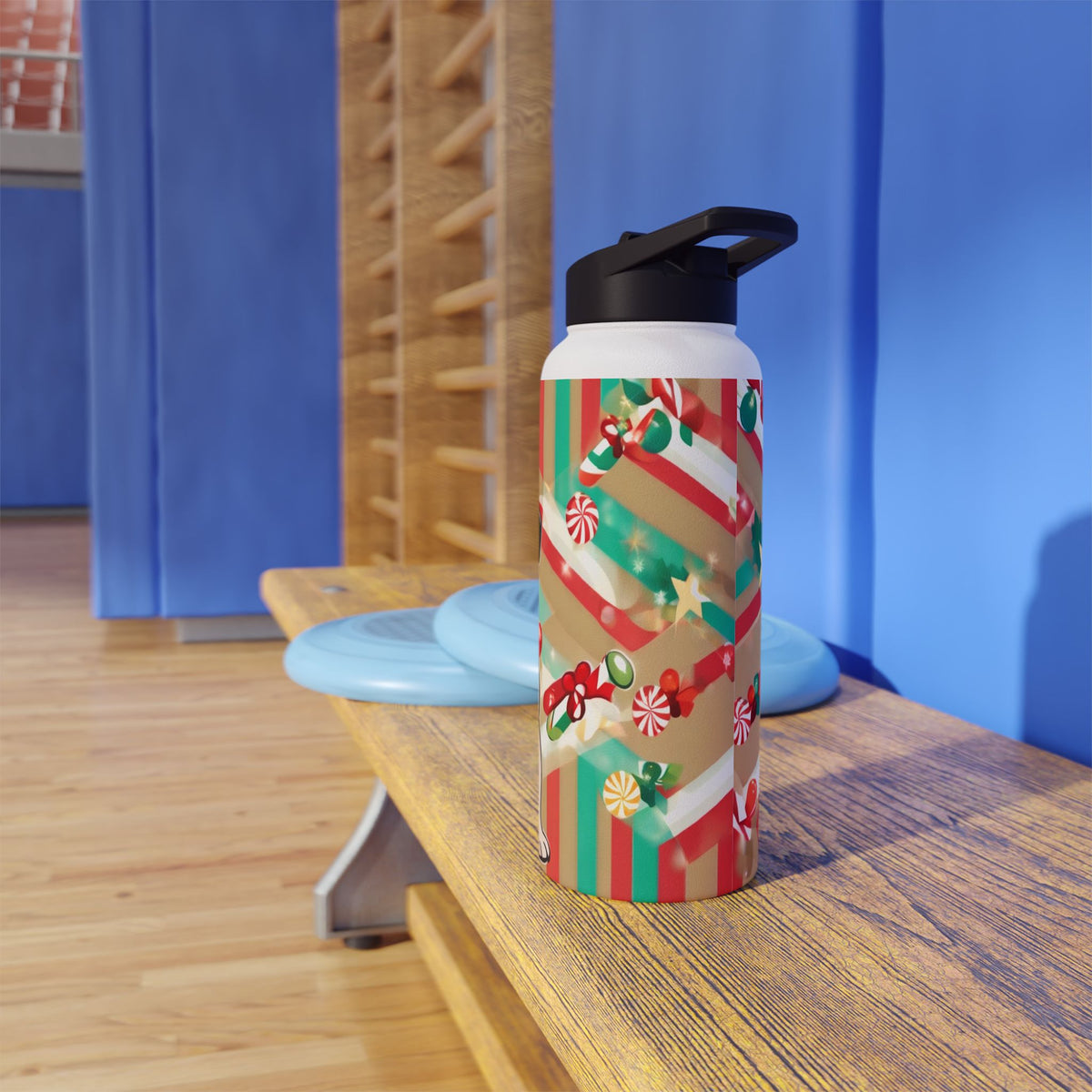 Santa Pug Christmas Stainless Steel Water Bottle | Cute Festive Dog Travel Mug, Holiday Gift