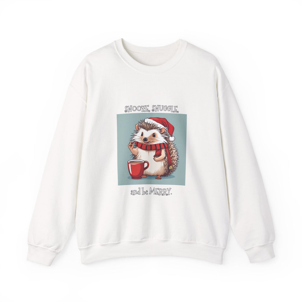 Cute Hedgehog Christmas Sweatshirt | Snooze Snuggle & Be Merry Holiday Jumper