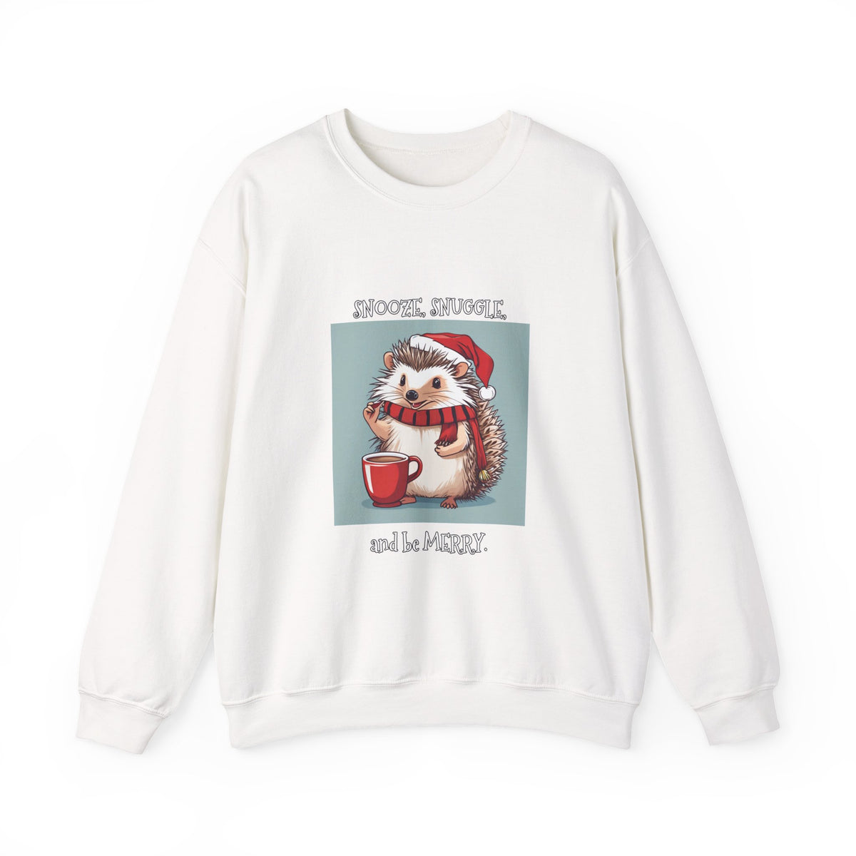Cute Hedgehog Christmas Sweatshirt | Snooze Snuggle & Be Merry Holiday Jumper