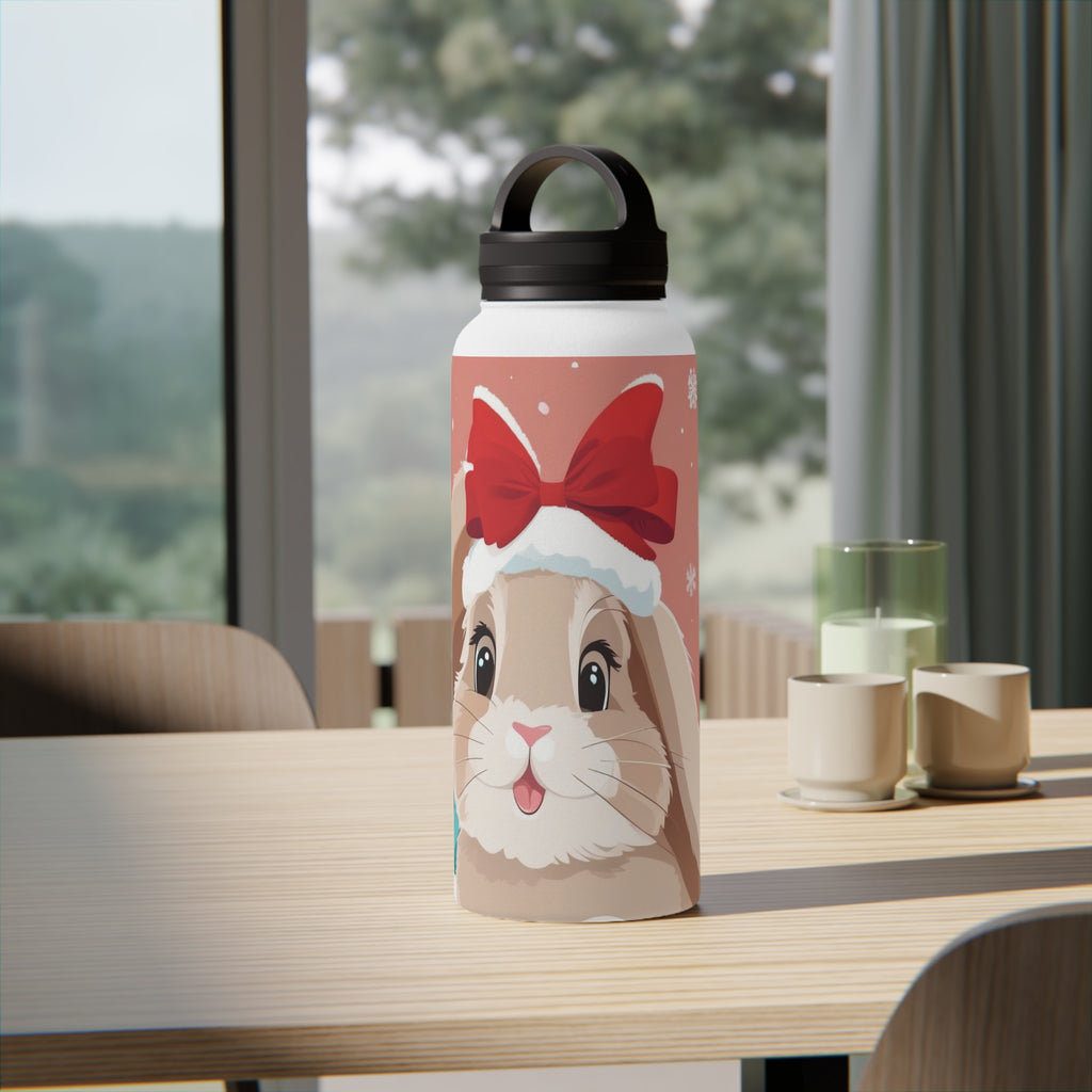 Festive Bunny Christmas Stainless Steel Water Bottle | Cute Rabbit Holiday Travel Mug