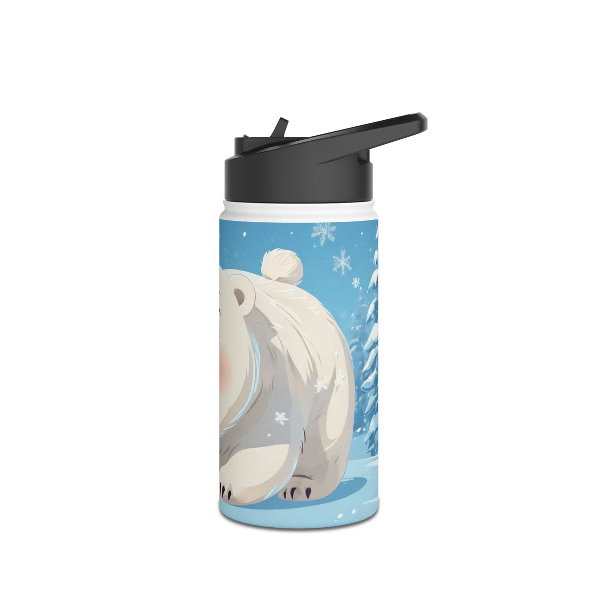 Winter Polar Bear Christmas Stainless Steel Water Bottle | Cute Arctic Animal Holiday Travel Mug