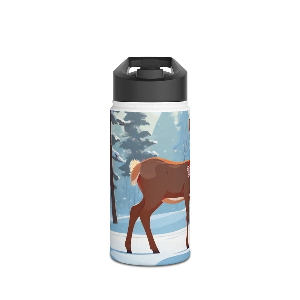 Winter Fawn Christmas Stainless Steel Water Bottle | Cute Baby Deer Holiday Travel Mug