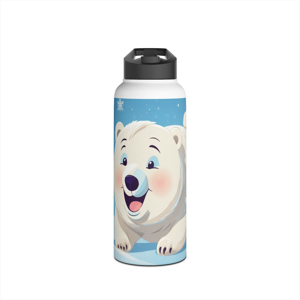 Winter Polar Bear Christmas Stainless Steel Water Bottle | Cute Arctic Animal Holiday Travel Mug