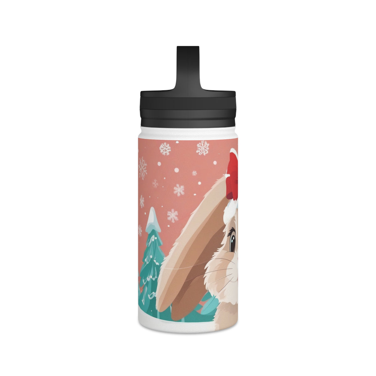 Festive Bunny Christmas Stainless Steel Water Bottle | Cute Rabbit Holiday Travel Mug