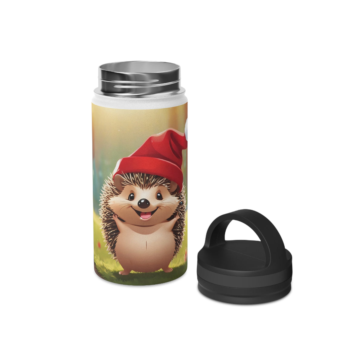 Holiday Hedgehog Christmas Stainless Steel Water Bottle | Cute Woodland Animal Holiday Travel Mug