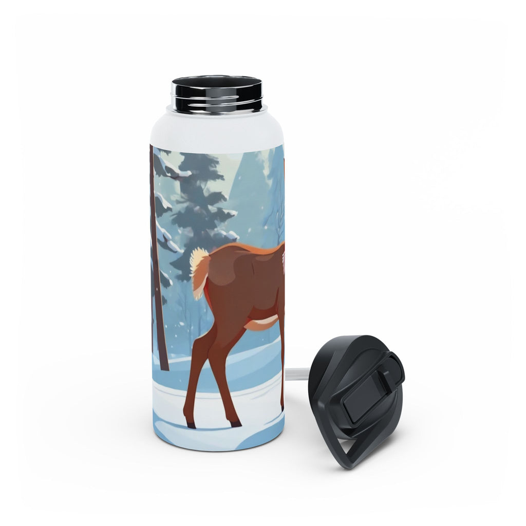 Winter Fawn Christmas Stainless Steel Water Bottle | Cute Baby Deer Holiday Travel Mug