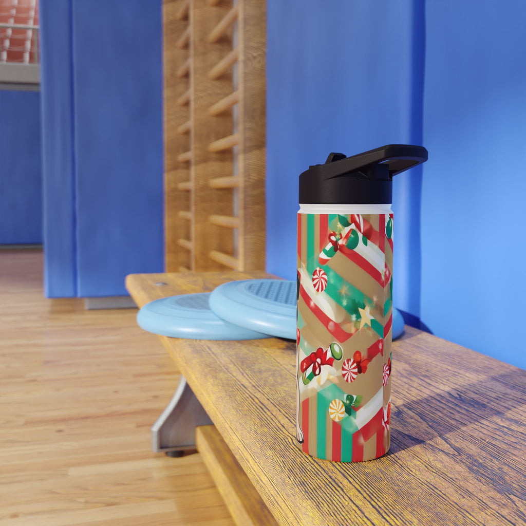 Santa Pug Christmas Stainless Steel Water Bottle | Cute Festive Dog Travel Mug, Holiday Gift