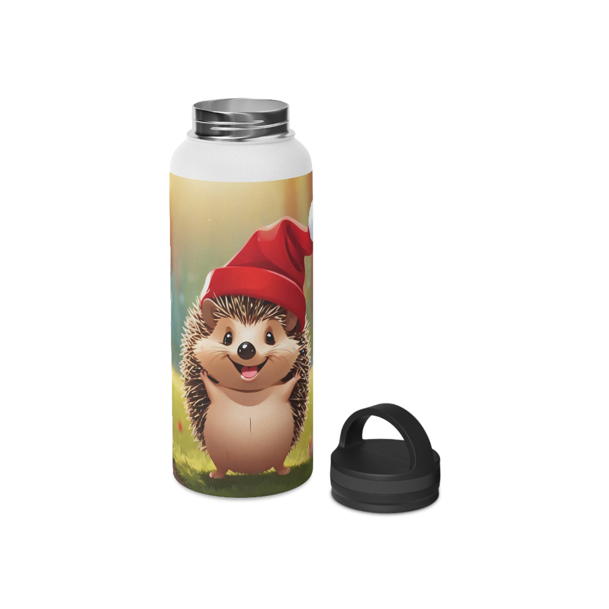 Holiday Hedgehog Christmas Stainless Steel Water Bottle | Cute Woodland Animal Holiday Travel Mug