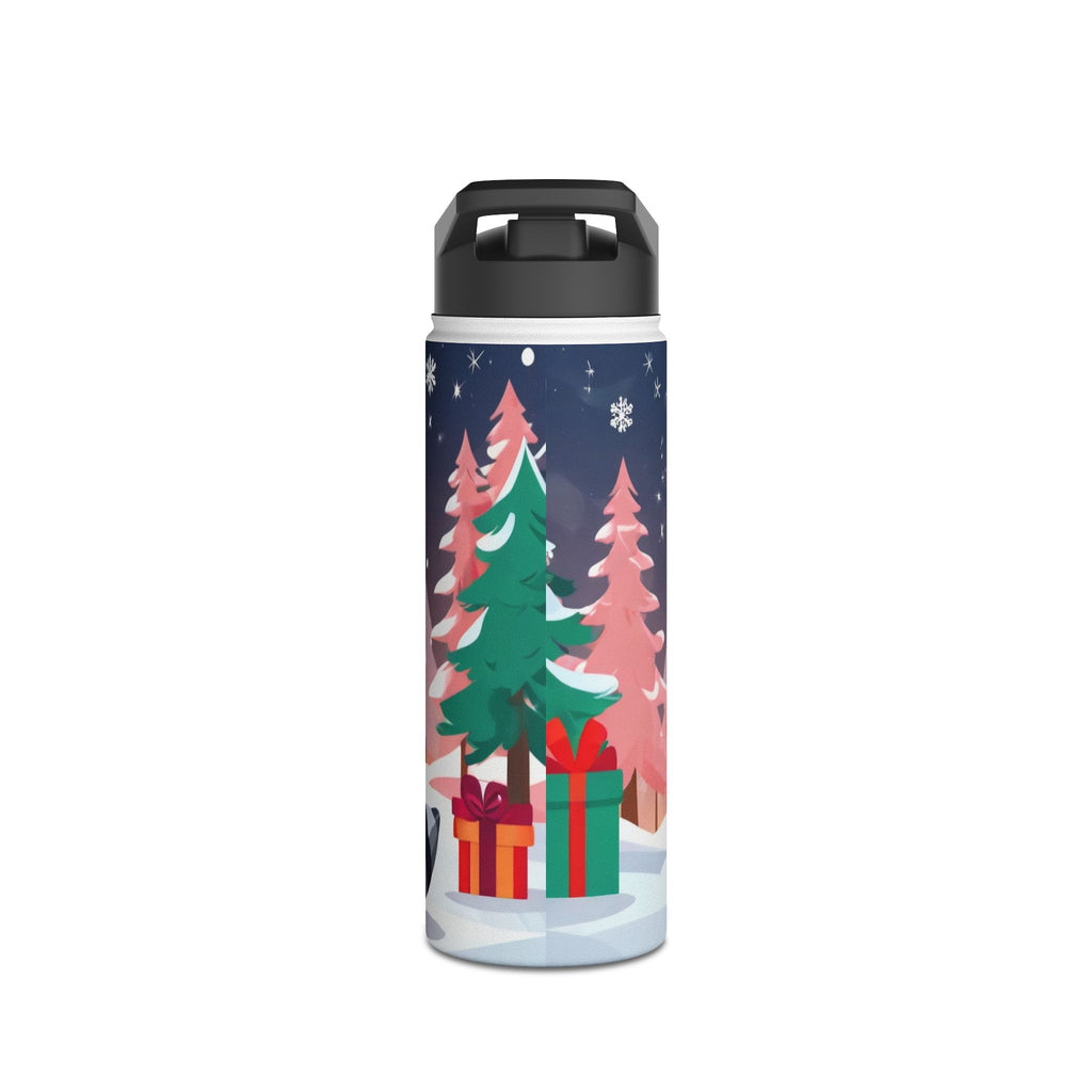 Winter Raccoon Christmas Stainless Steel Water Bottle | Cute Animal Holiday Travel Mug