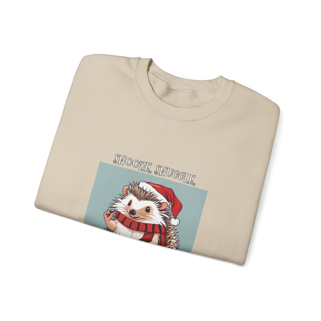 Cute Hedgehog Christmas Sweatshirt | Snooze Snuggle & Be Merry Holiday Jumper