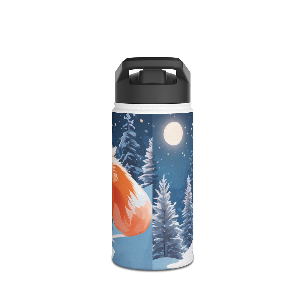 Winter Fox Christmas Stainless Steel Water Bottle | Cute Arctic Fox Holiday Travel Mug
