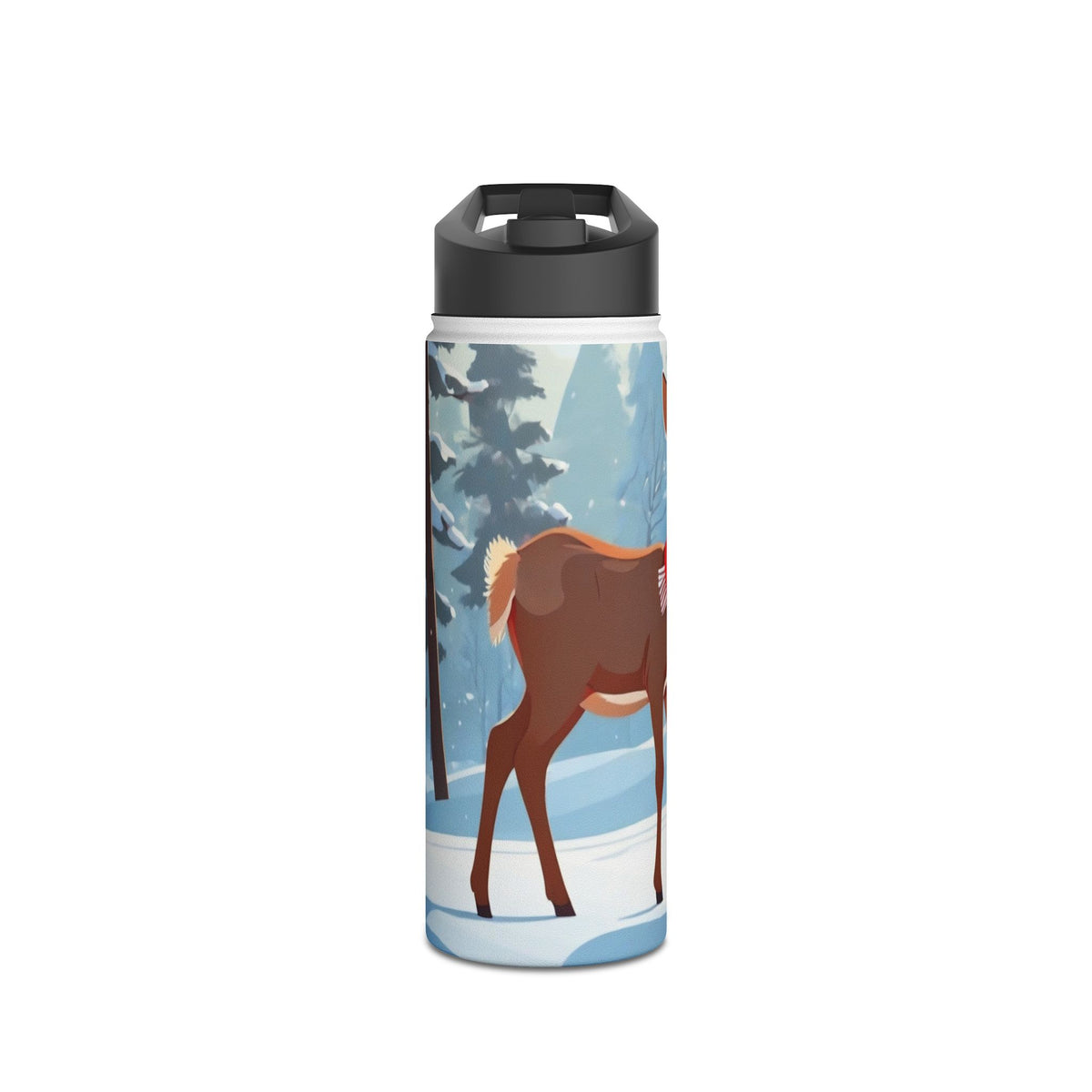 Winter Fawn Christmas Stainless Steel Water Bottle | Cute Baby Deer Holiday Travel Mug