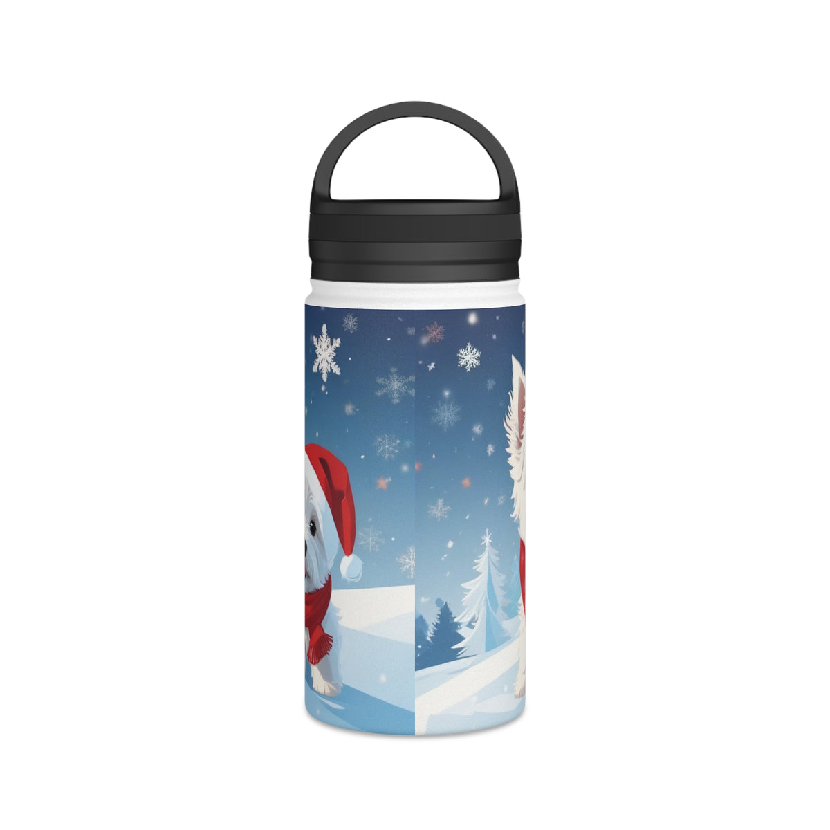Festive Westie Christmas Stainless Steel Water Bottle | Cute West Highland Terrier Holiday Travel Mug