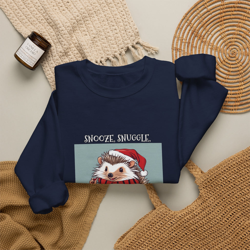 Cute Hedgehog Christmas Sweatshirt | Snooze Snuggle & Be Merry Holiday Jumper